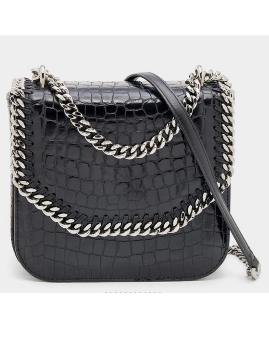 Stella McCartney Handbags - Stella McCartney Black Croc Embossed Faux Leather Medium Falabella Star Box Bag